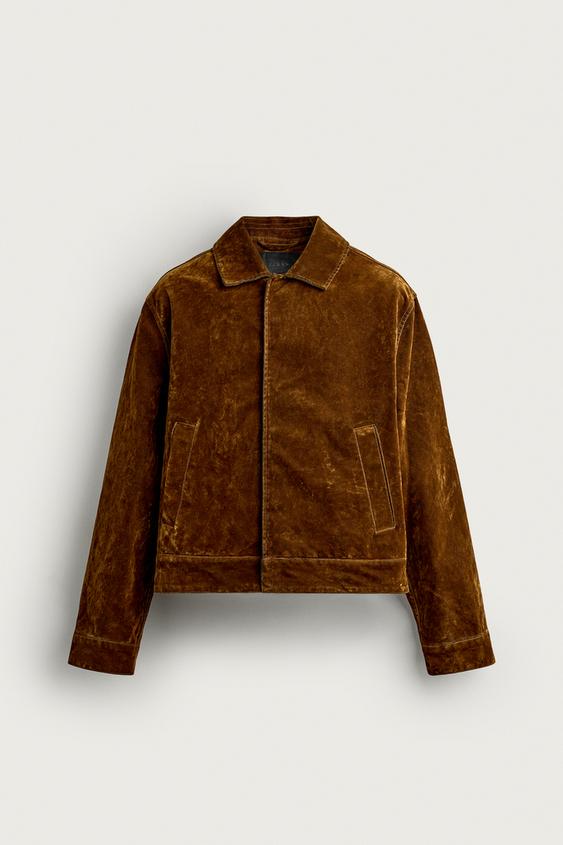 CROPPED FIT FLOCKED JACKET - Orange by Zara - Image 0