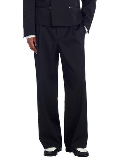 STRAIGHT-LEG 100% WOOL SUIT TROUSERS - Black by Zara