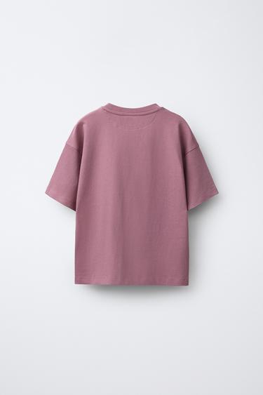 T-SHIRT À POCHE ET ÉTIQUETTE - mauve cassé de Zara - Image 1