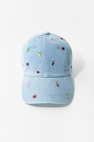 EMBROIDERED DENIM CAP - Blue by Zara
