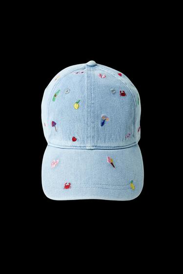 DENIM-CAP MIT STICKEREI - Blau von Zara