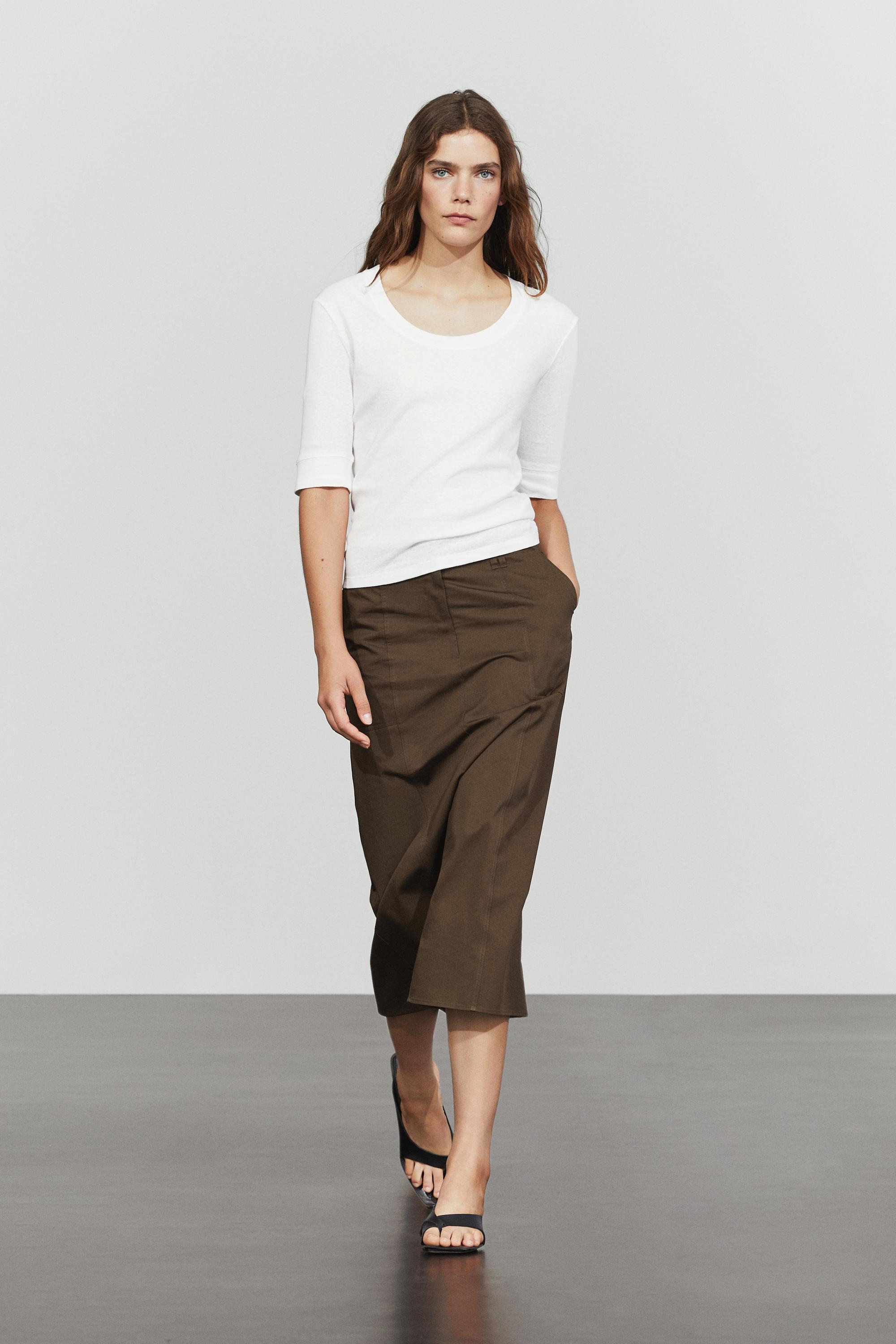 100% cotton scoop neck T-shirt — Oyster-white