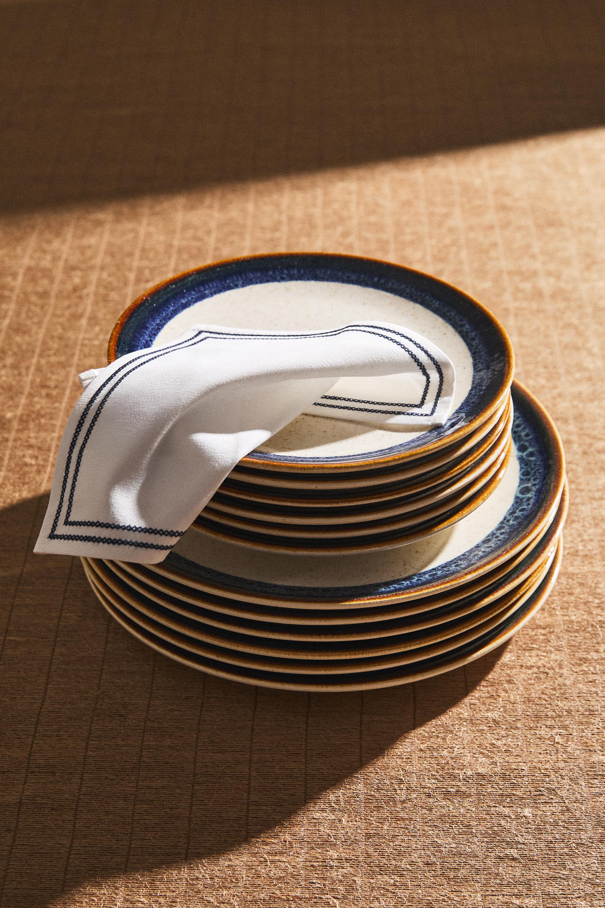 【ZARA 】黒い円形皿5枚セット 西陣織皿 ORI-ZARA ＜ホワイト・ブラックセット＞ / k-cs