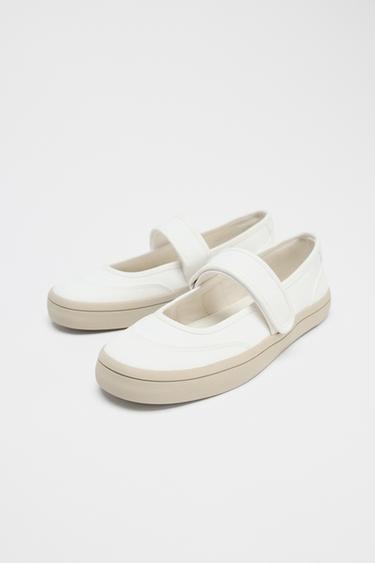FABRIC STRAPPY BALLERINAS - White by Zara - Image 4
