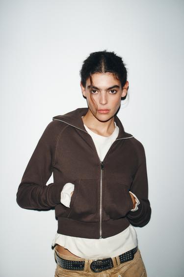 CHAQUETA FELPA CREMALLERA - Marrón de Zara