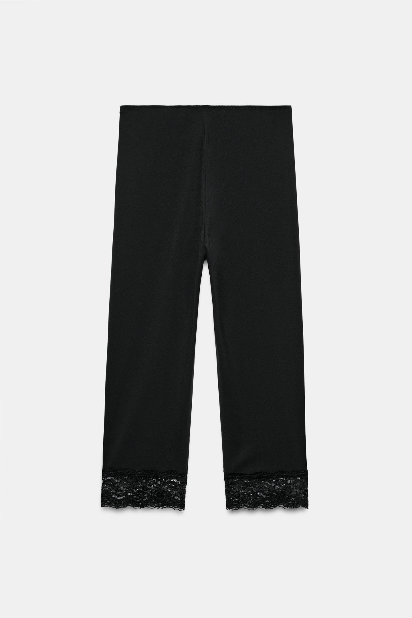 Женские брюки Zara Lace Capri, цвет: Чёрный — фото 2