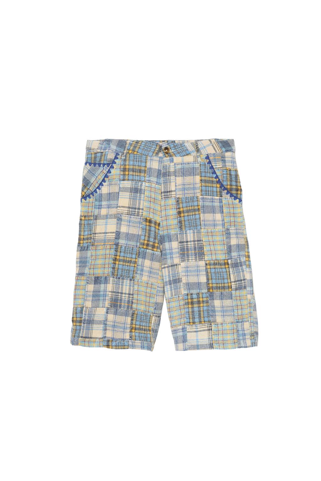 RELAXED FIT PATCHWORK CHECK BERMUDA SHORTS