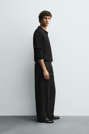 COTTON-LYOCELL PLEATED TROUSERS - Charcoal by Zara - Image 3