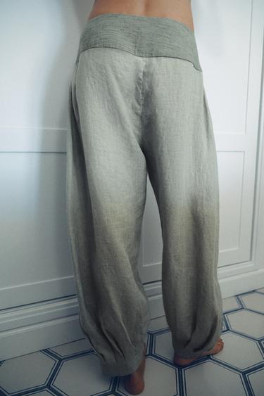 100% LINEN SAROUEL TROUSERS - striped by Zara - Image 2