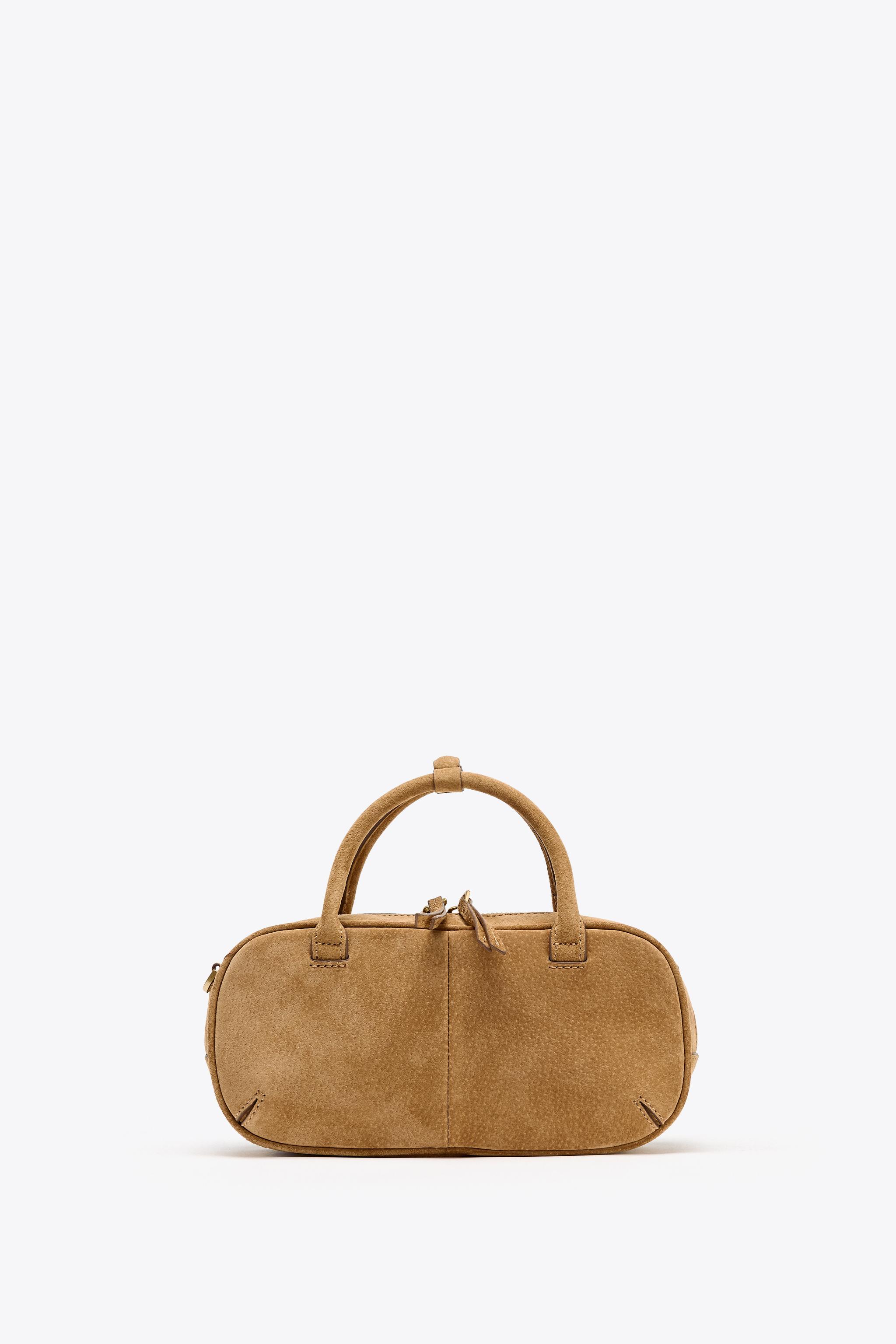 ZARA【NEW】MINI DOUBLE HANDLE SPLIT SUEDE BAG ZARA NEW WOMAN MINI DOUBLE HANDLE SPLIT SUEDE BAG SAND BROWN