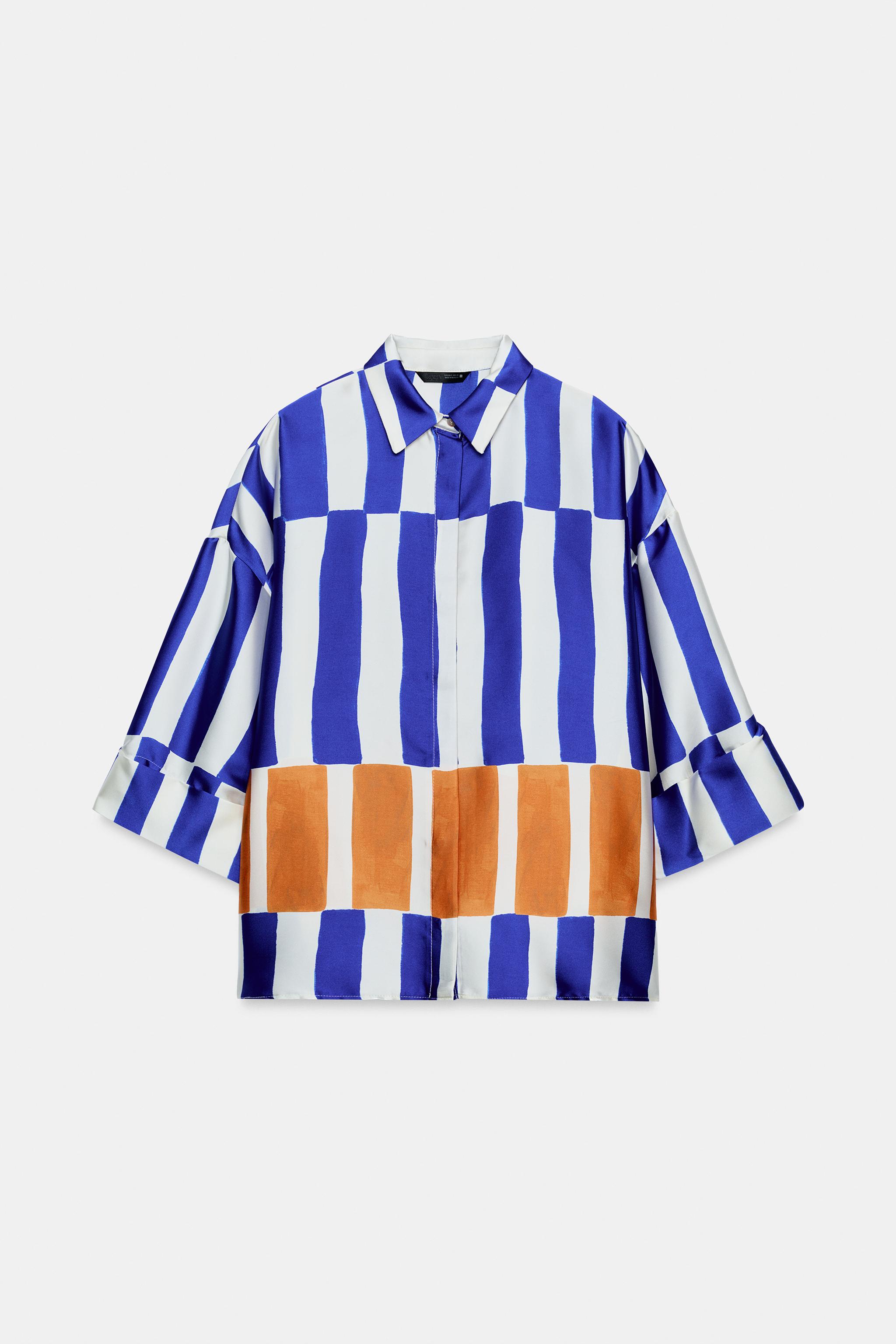 OVERSIZED SATIN-STRIPED SHIRT - Multicolored | ZARA United States