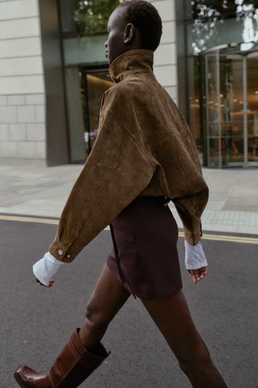 BLOUSON BOMBER 100 % CUIR - Kaki de Zara - Image 4