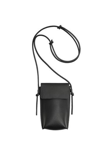 Zara LEATHER CROSSBODY BAG - Black