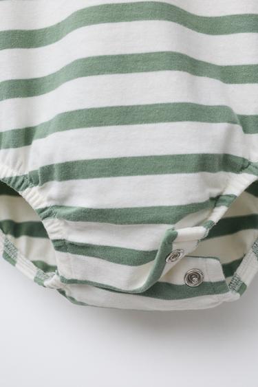 STRIPED BODYSUIT - Ecru / Green by Zara - Image 3
