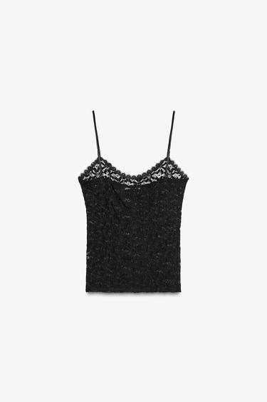 LACE STRAPPY TOP - Black by Zara - Image 5