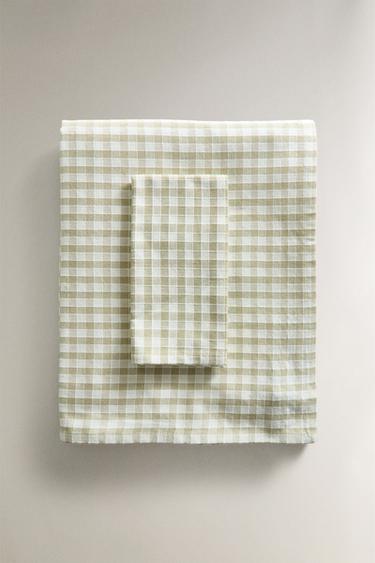 GINGHAM COTTON TABLECLOTH - Light green by Zara - Image 0