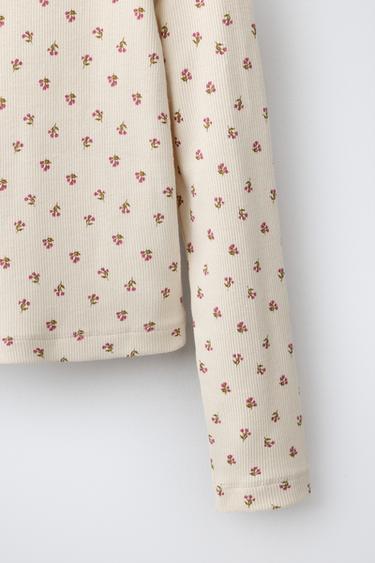 FLORAL AND SLOGAN T-SHIRT - Beige by Zara - Image 3