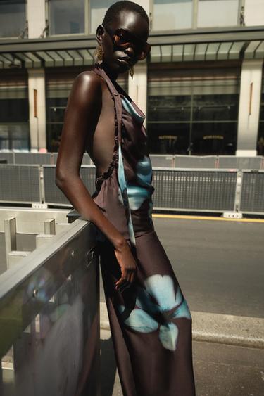 SATINHOSE MIT BLUMENPRINT - Bunt von Zara