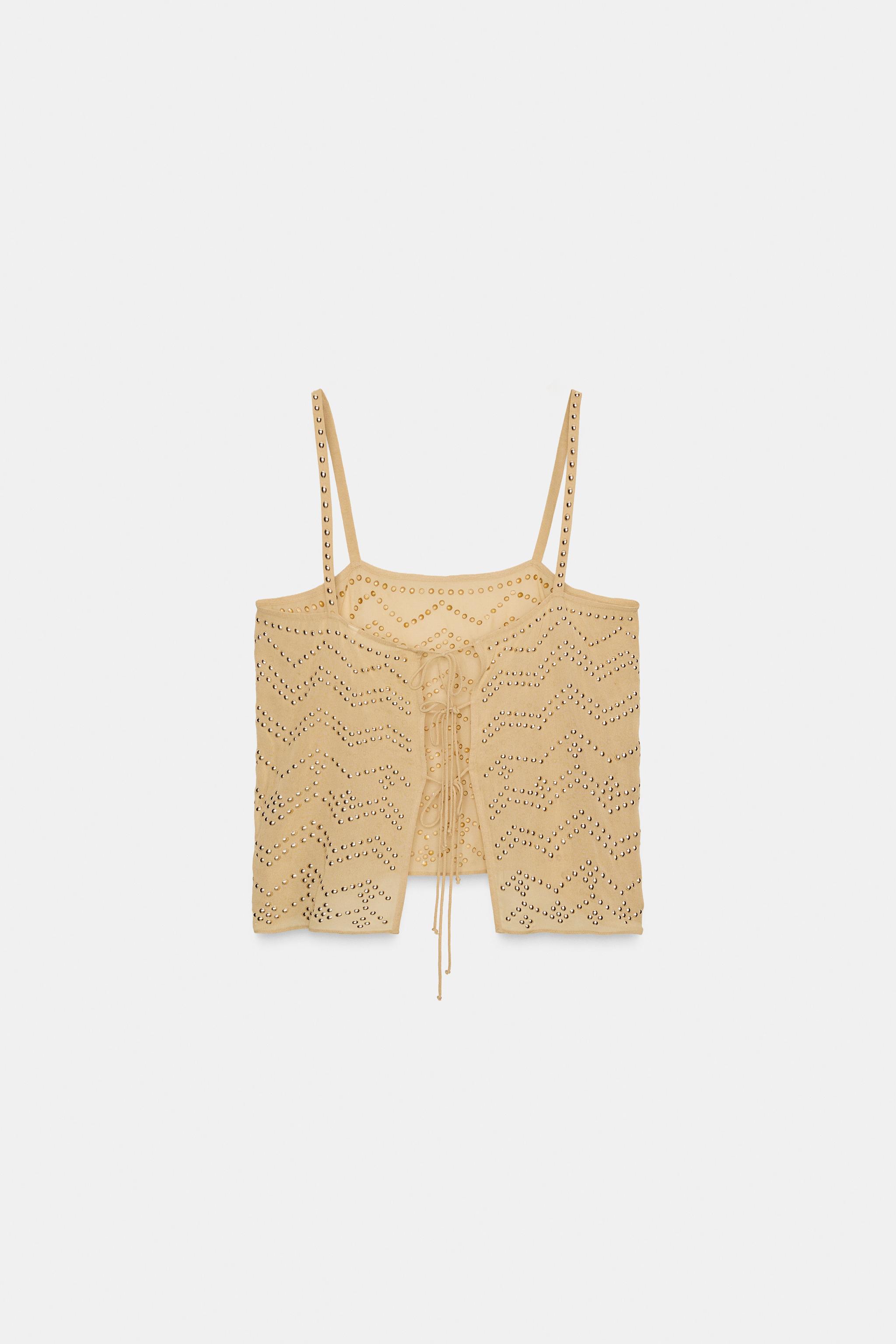 TOP COM TACHAS ZW COLLECTION - Areia | ZARA Brasil