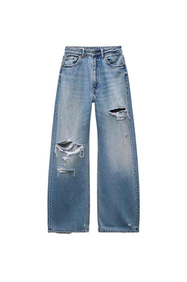 TRF BAGGY FRAYED MID-RISE JEANS - Blue by Zara - Image 0