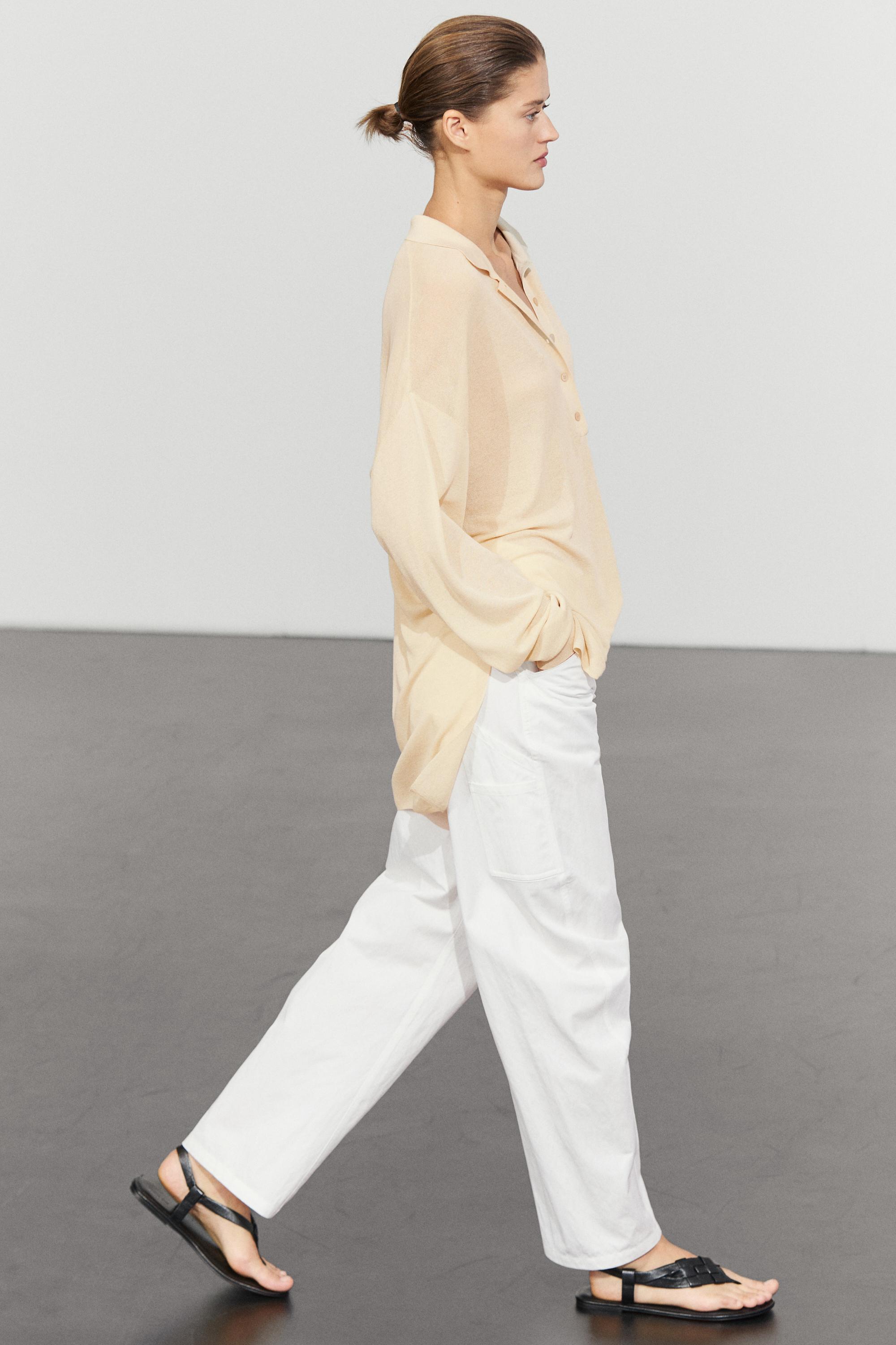 Cotton and silk blend polo sweater
