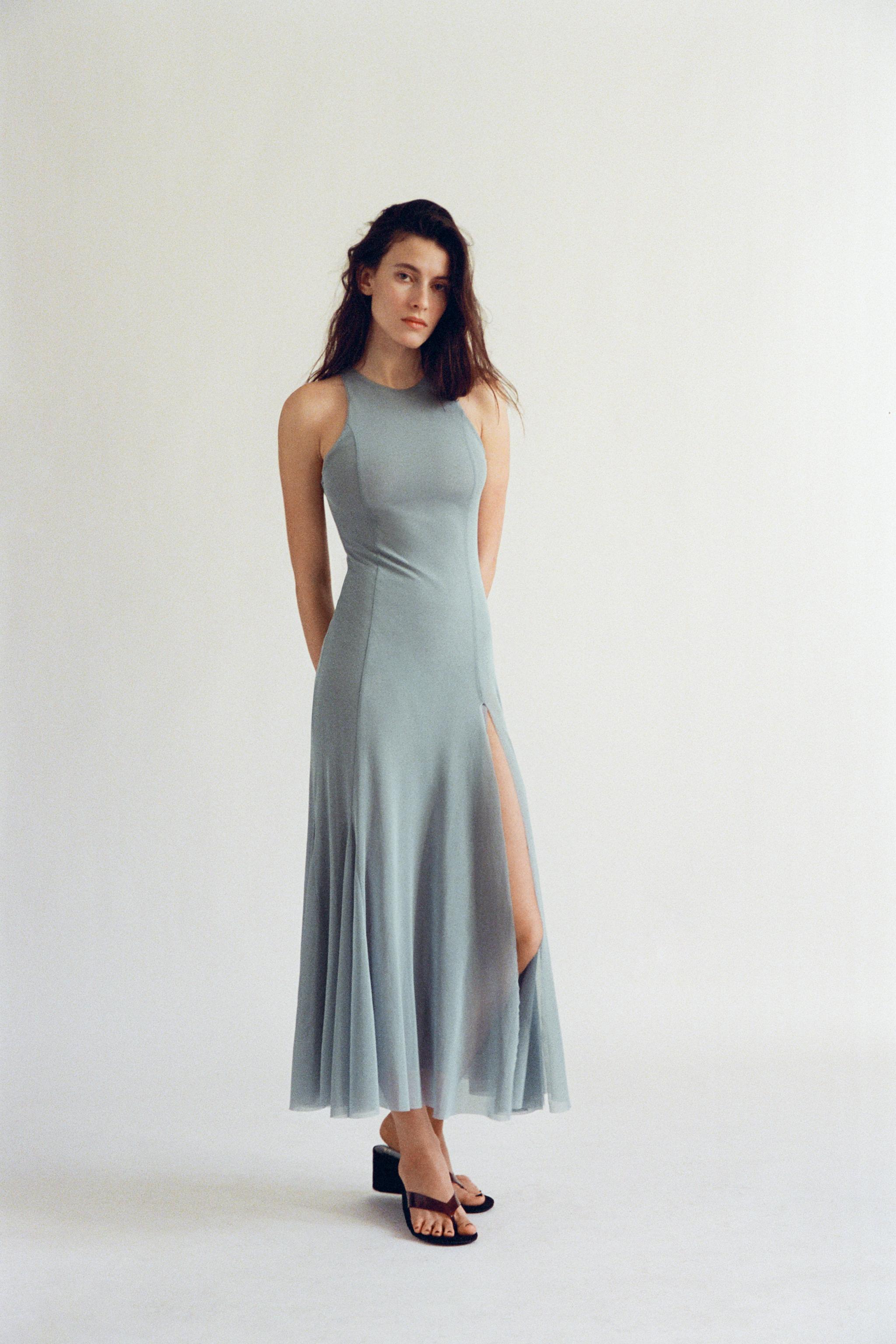 TULLE GODET MIDI DRESS