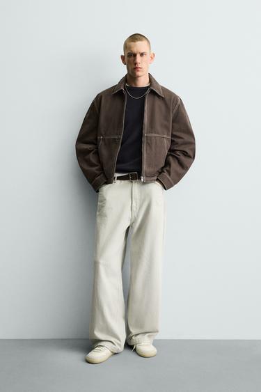 GIUBBOTTO BOXY FIT IMPUNTURE A CONTRASTO - Marrone di Zara
