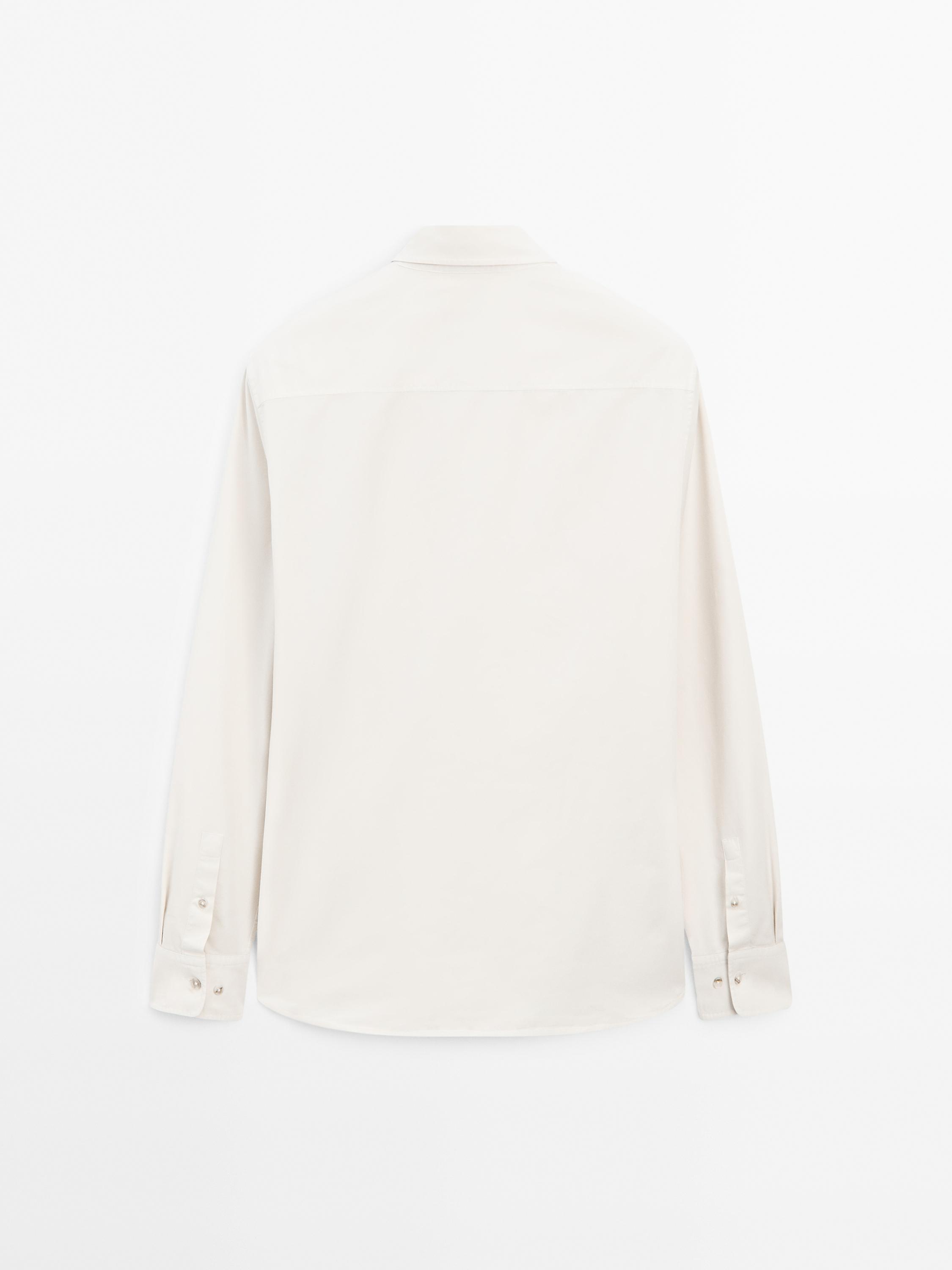 100% cotton twill shirt - Ecru | ZARA United States 100% cotton twill shirt - Ecru | ZARA United States