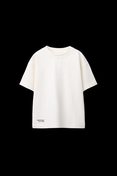 HEAVY-WEIGHT-T-SHIRT MIT GESTICKTEM SCHRIFTZUG - Weiß von Zara - Bild 0