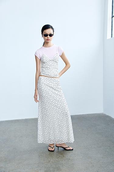 ANIMAL PRINT TULLE TOP - Black / White de Zara