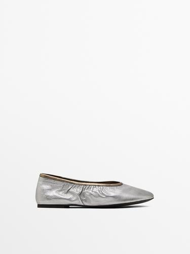 Bailarina metalizada fruncido - Plata de Zara