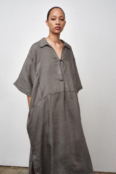 KAFTAN 100 % LIN ZW COLLECTION - Gris de Zara - Image 1