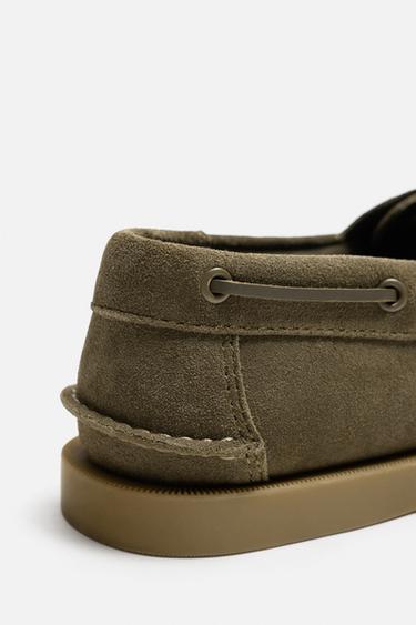 LEATHER DECK SHOES - Green by Zara - Image 3