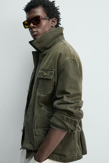 BLOUSON DÉLAVÉ COL COMBINÉ - Vert bouteille foncé de Zara - Image 4