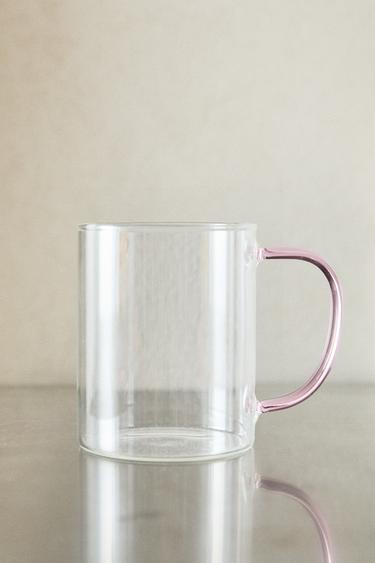 TASSE AUS BOROSILIKATGLAS MIT FARBIGEM GRIFF - Rosa von Zara