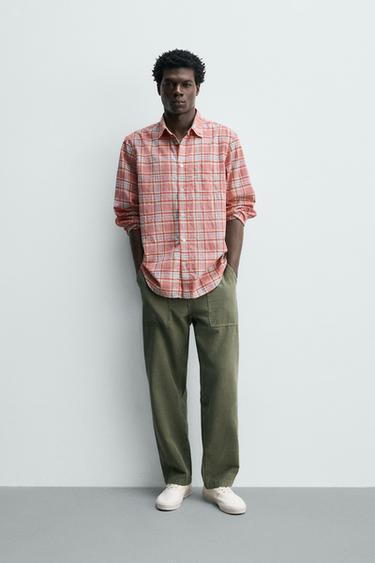 REGULAR FIT CHECK SHIRT - Pink by Zara - Image 0