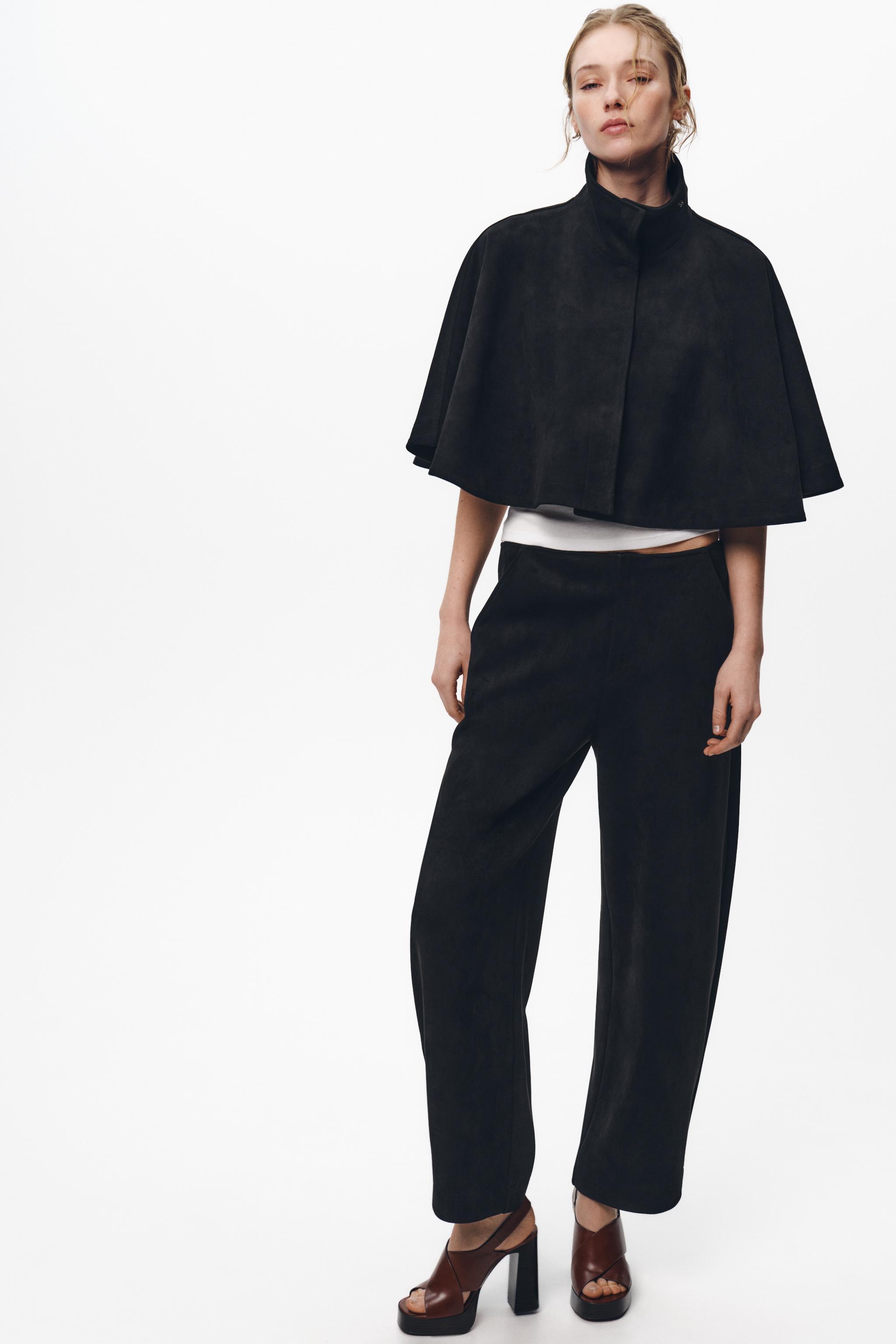 フェイクスエード ケープ - ブラック | ZARA Japan / 日本