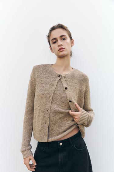 GEBREID RUSTIEK VEST - ZAND/BRUIN van Zara