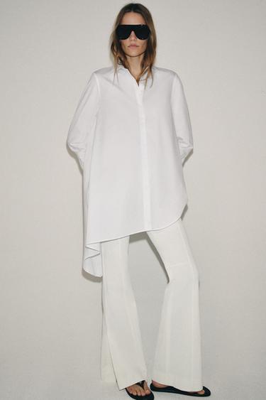 ZW COLLECTION FLARED TROUSERS WITH VENTS - Oyster-white by Zara