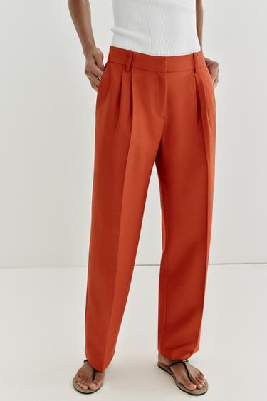 STRAIGHT-LEG DARTED TROUSERS - Dark orange by Zara