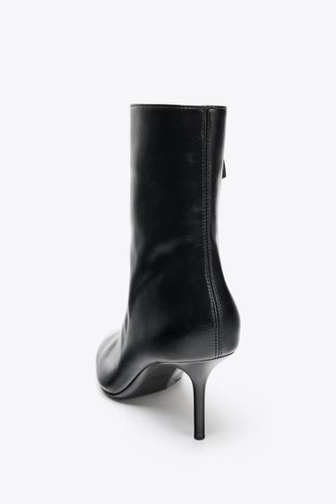 CRACKLED-EFFECT HIGH-HEEL ANKLE BOOTS - Black by Zara - Image 5