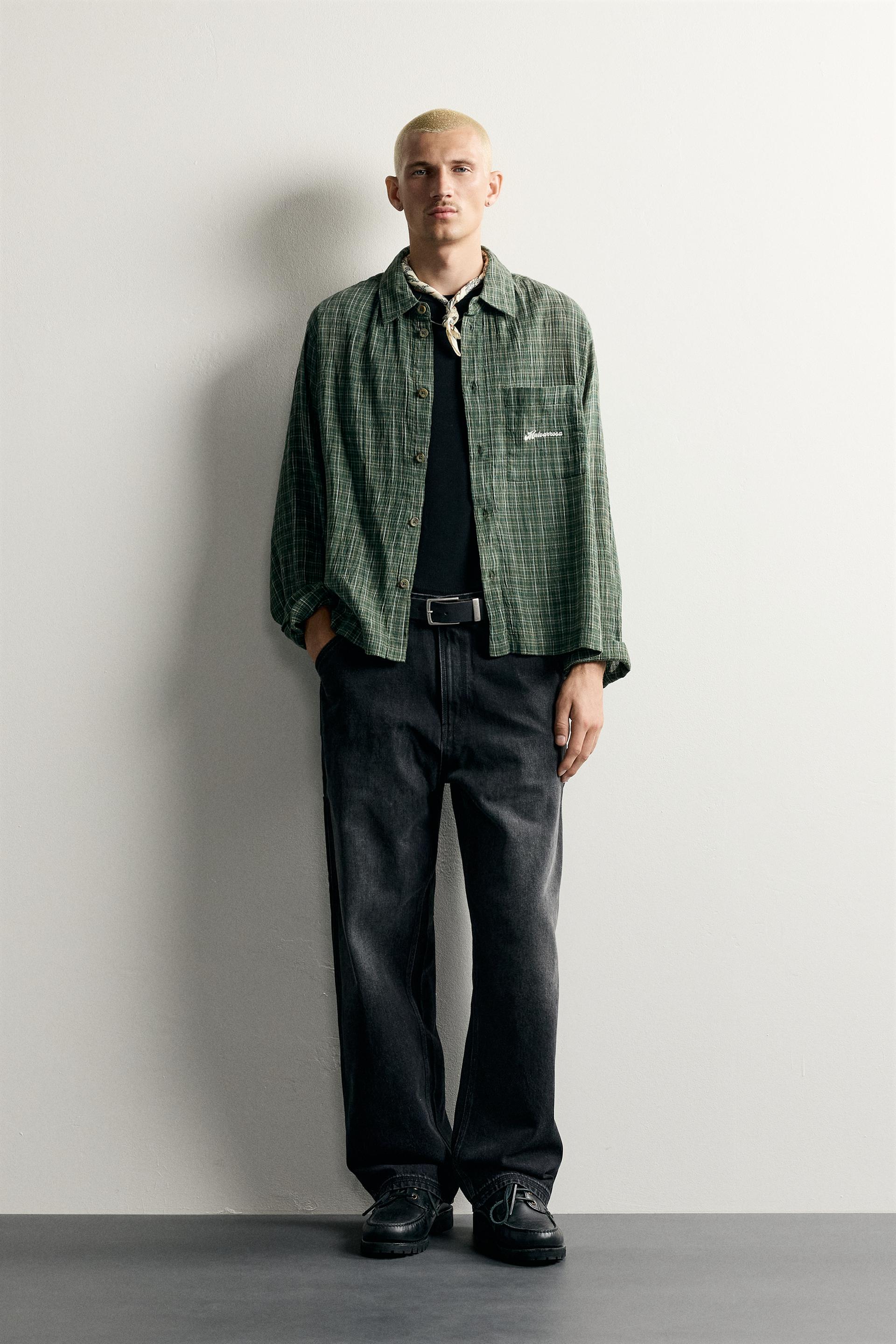 Combined Embroidered Check Shirt