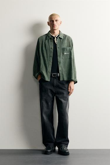 COMBINED EMBROIDERED CHECK SHIRT - Green by Zara - Image 0