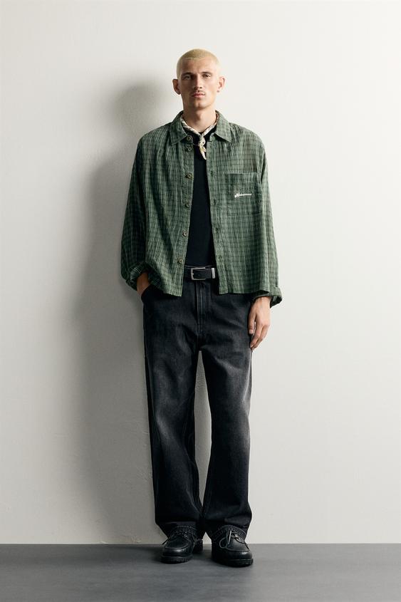 CAMISA CUADROS BORDADOS COMBINADOS - Verde de Zara - Imagen 0