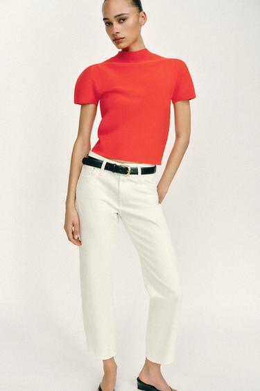 Z1975 CROPPED MID-RISE JEANS - White by Zara - Image 4