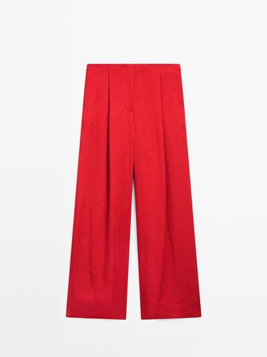 Pantalón fluido palazzo - Rojo de Zara - Imagen 0