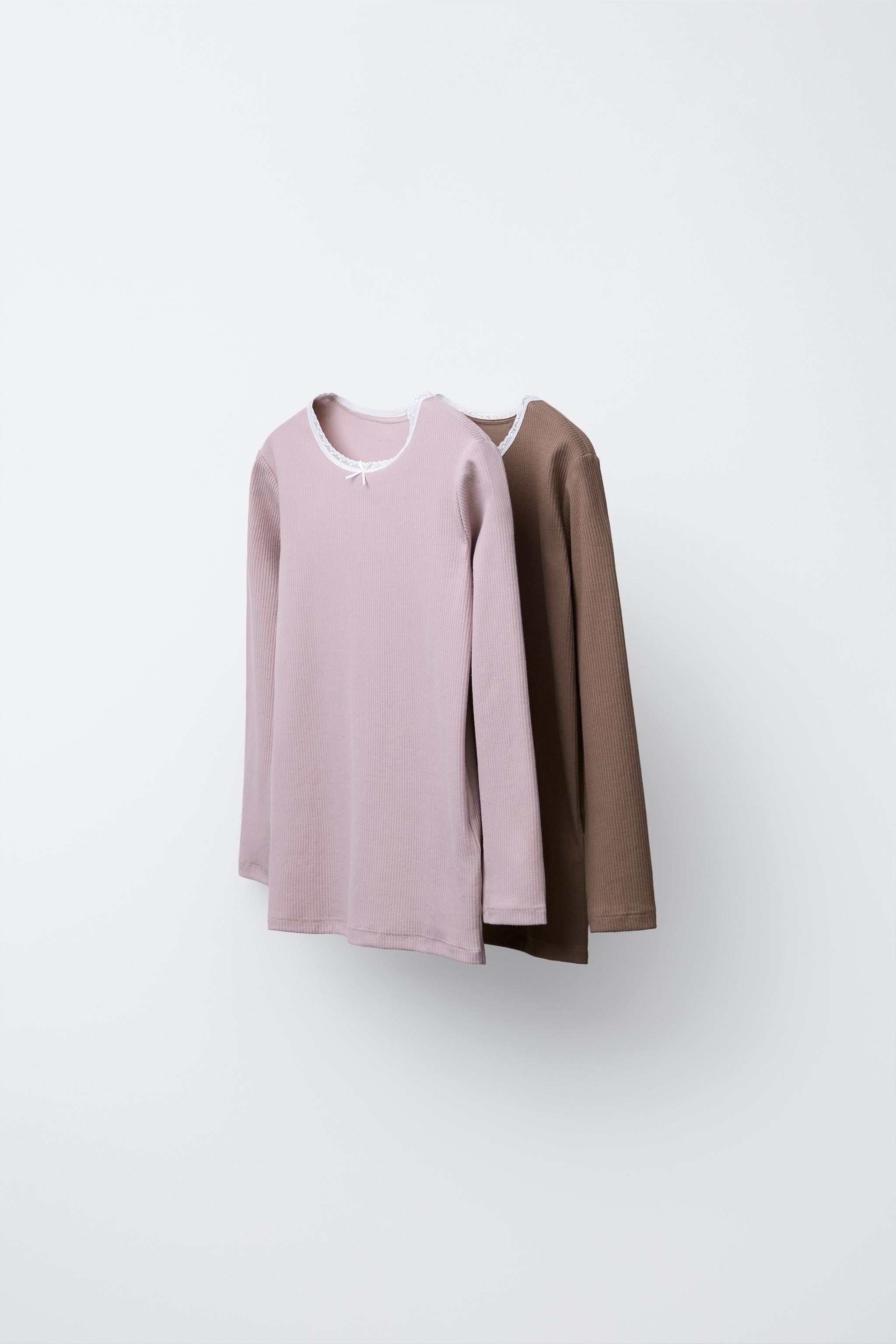 2-6 YEARS / TWO-PACK OF RIBBED LACE TRIM T-SHIRTS