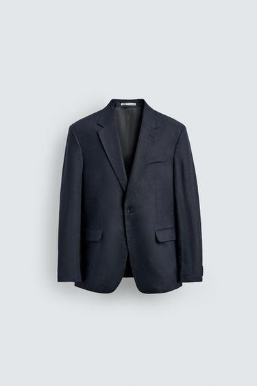 BLAZER TRAJE 100% LINO - Marino de Zara