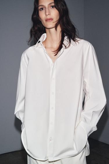 ZW COLLECTION POPLIN SHIRT - White by Zara - Image 1