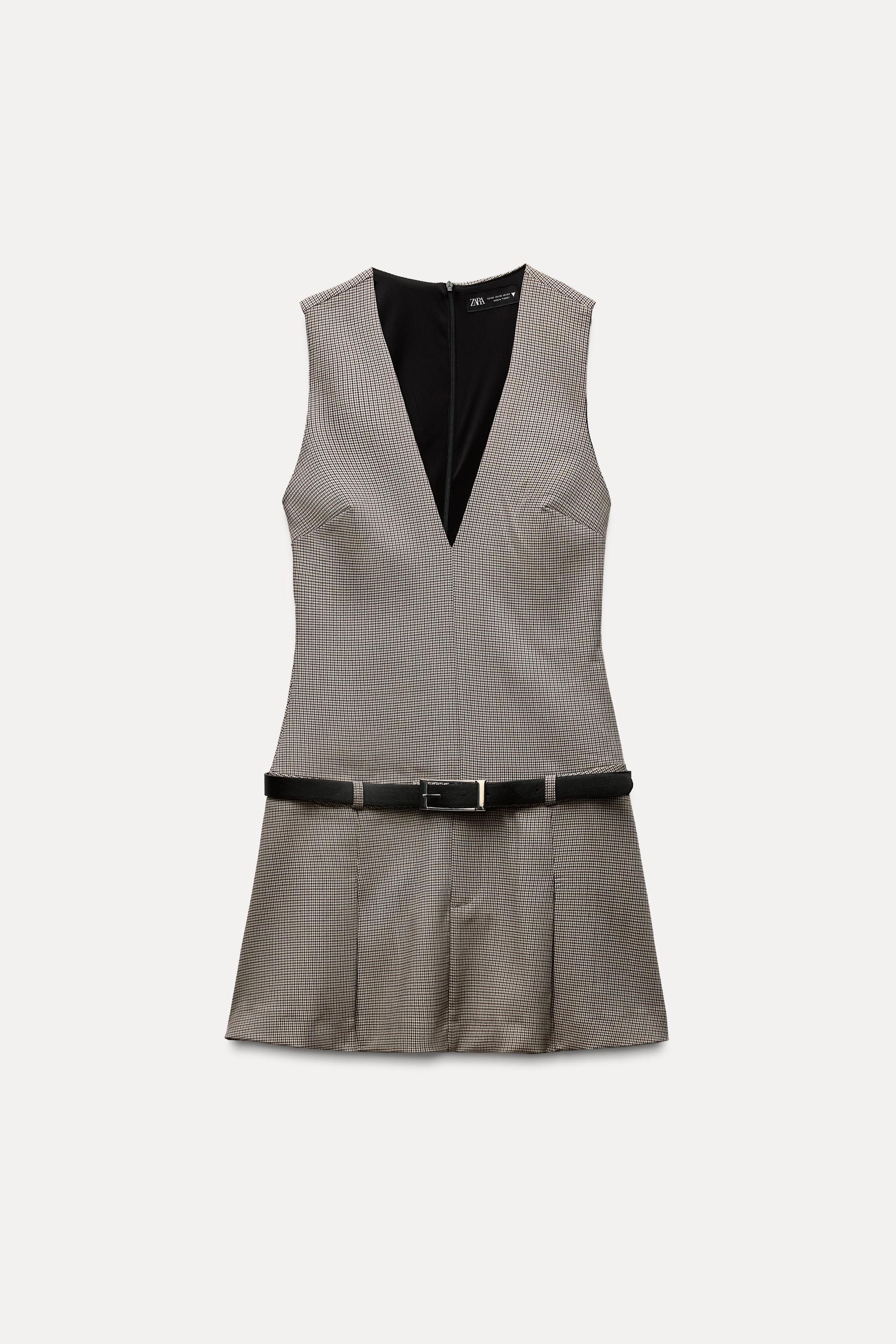BELTED BOX PLEAT DRESS - bordeaux/ecru | ZARA Australia